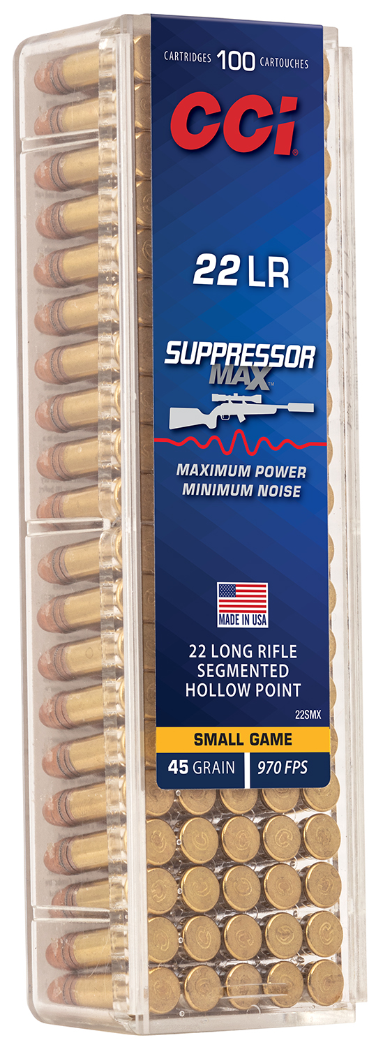 CCI 22SMX Suppressor Max 22LR 45gr Segmented Hollow Point 100 Per Box/50 Case