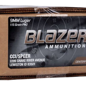 CCI 5200BK500 Blazer Brass Handgun 9mmLuger 115gr Full Metal Jacket 500 Per Box/1 Case *Loose
