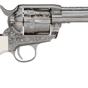 Taylors & Company 200057 1873 Cattleman Outlaw Legacy 45 Colt (LC) Caliber with 4.75" Barrel, 6rd Capacity Cylinder, Overall Nickel Engraved Finish Steel & Ivory Synthetic Grip