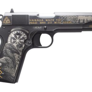 Tisas Arms Customs 10100516AA10 1911 A1 Stakeout Norse God Sports South Exclusive 45 ACP 8+1 5" Carbon Steel Serrated Slide Carbon Steel Frame w/Beavertail